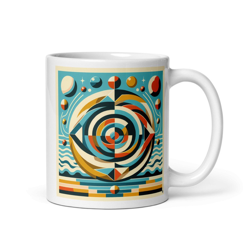 Geometric Spiral Eye in Teal and Ochre