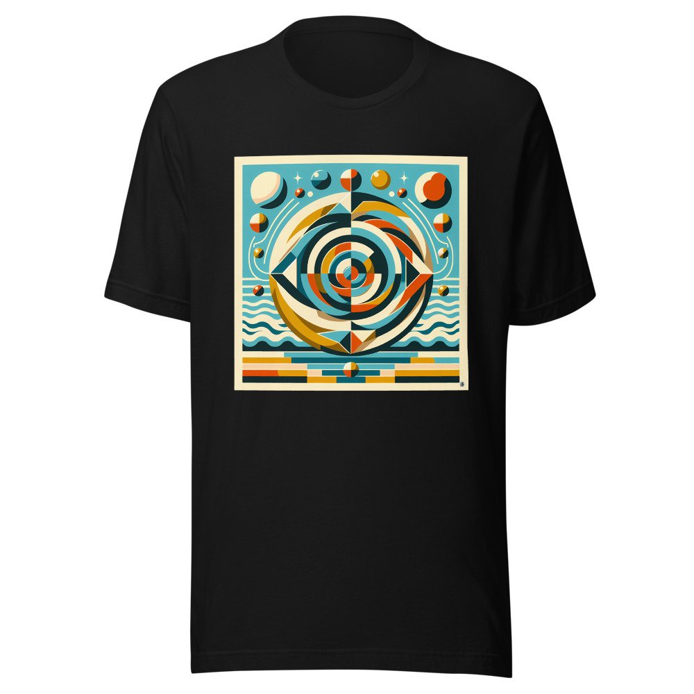 Geometric Spiral Eye in Teal and Ochre