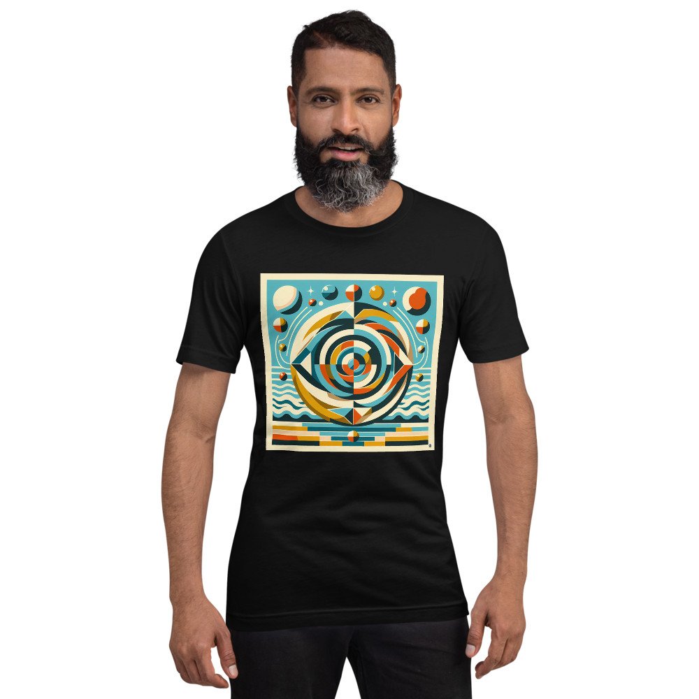 Geometric Spiral Eye in Teal and Ochre