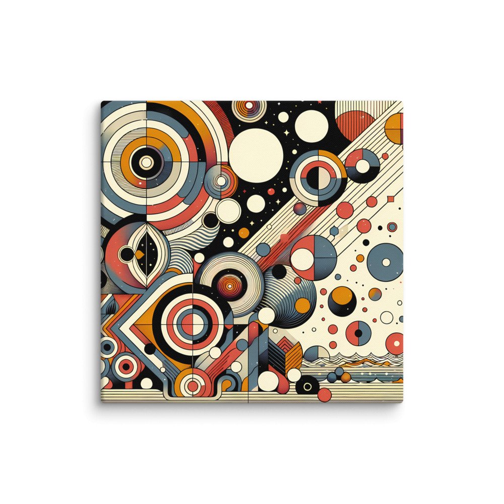 Retro Geometric Space Circles in Teal and Orange