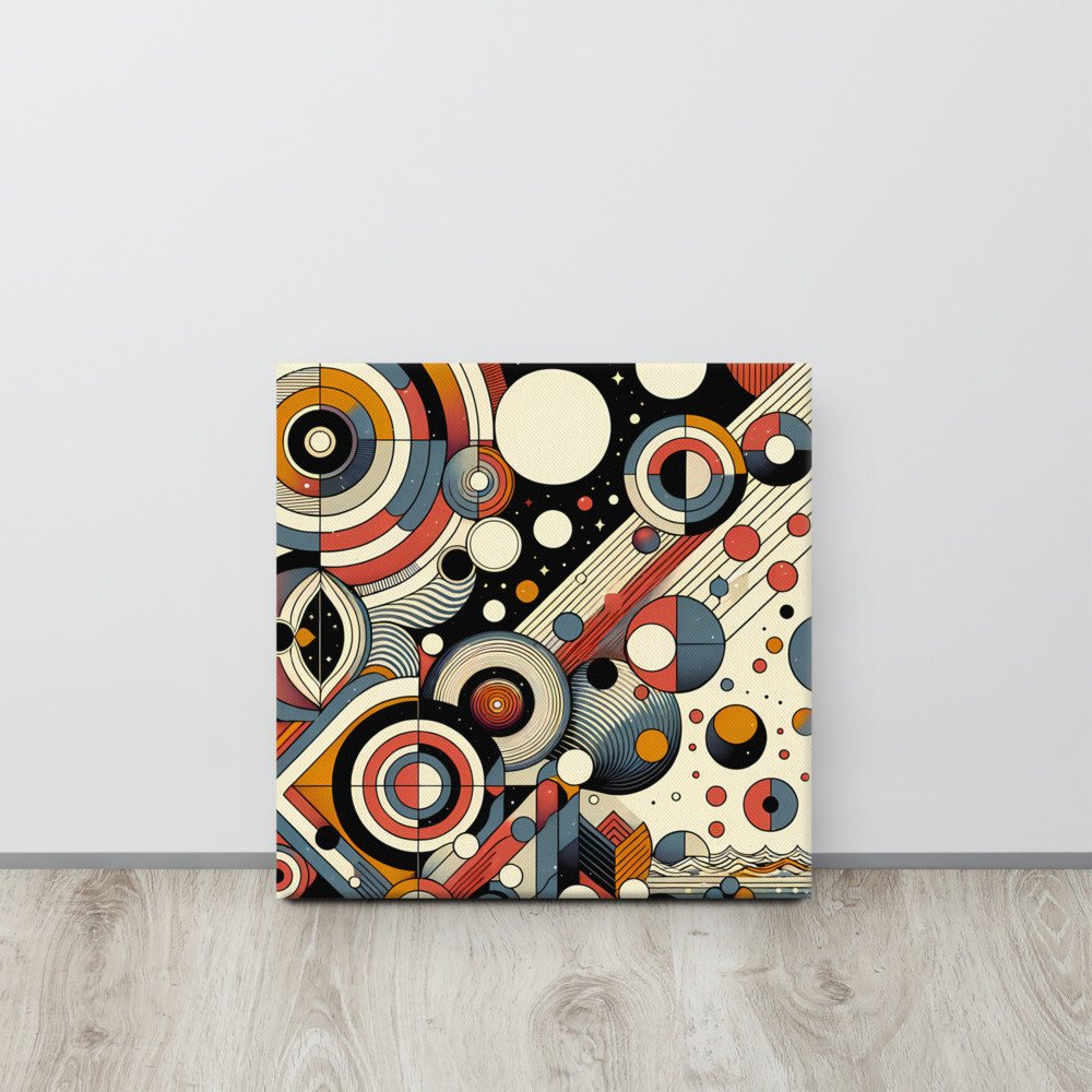 Retro Geometric Space Circles in Teal and Orange