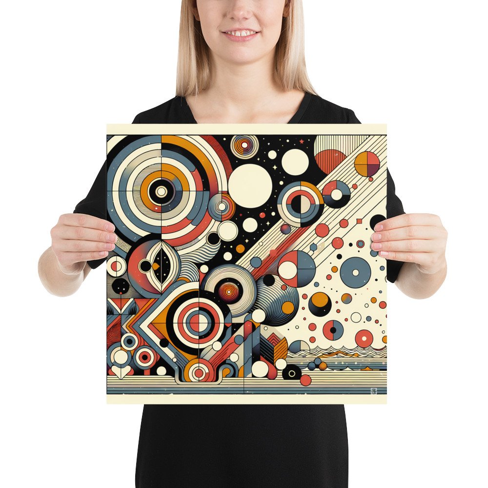 Retro Geometric Space Circles in Teal and Orange