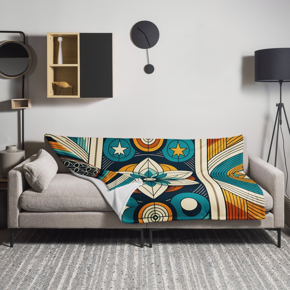 Sacred Geometry Lotus Mandala in Teal and Ochre