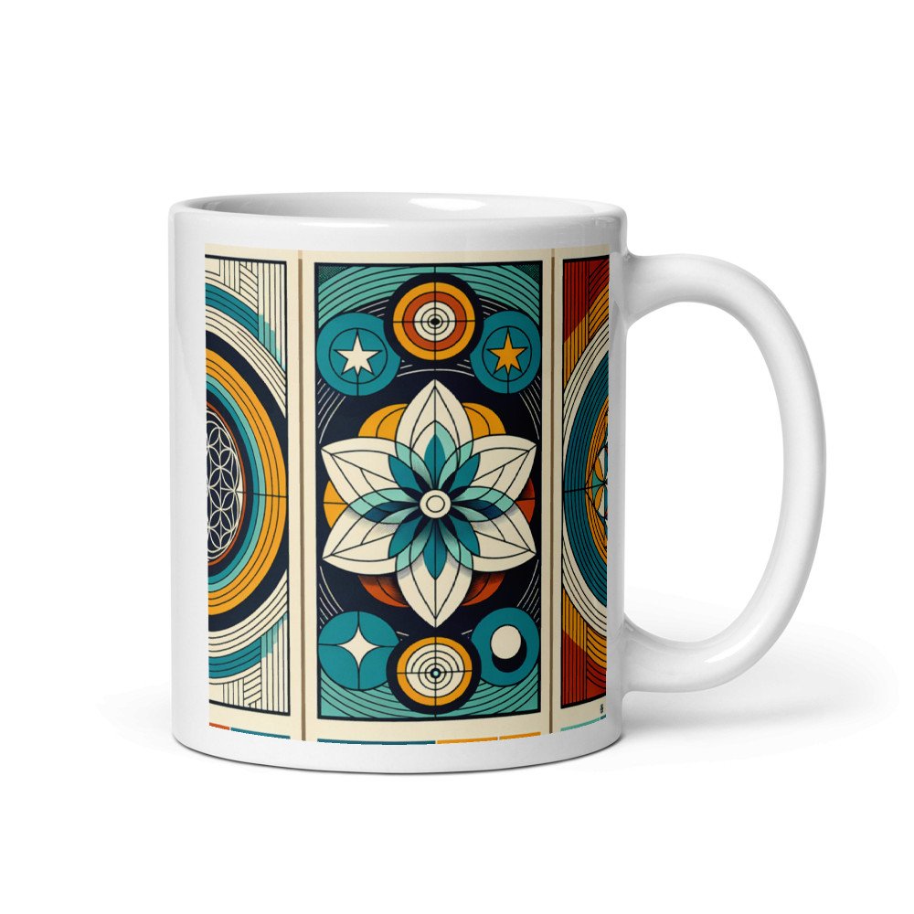 Sacred Geometry Lotus Mandala in Teal and Ochre