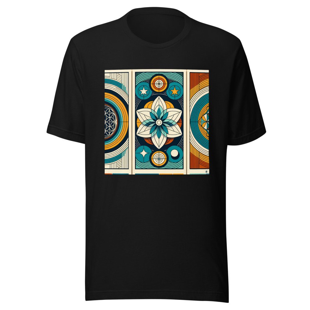 Sacred Geometry Lotus Mandala in Teal and Ochre