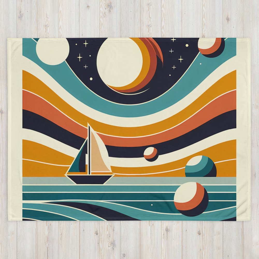 Abstract Sailboat Under Planets