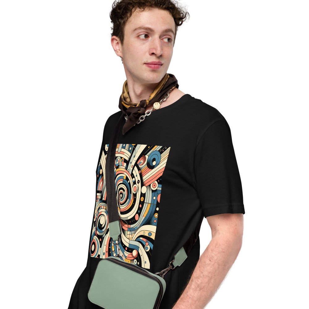 Retro Geometric Spiral Abstract in Teal and Coral