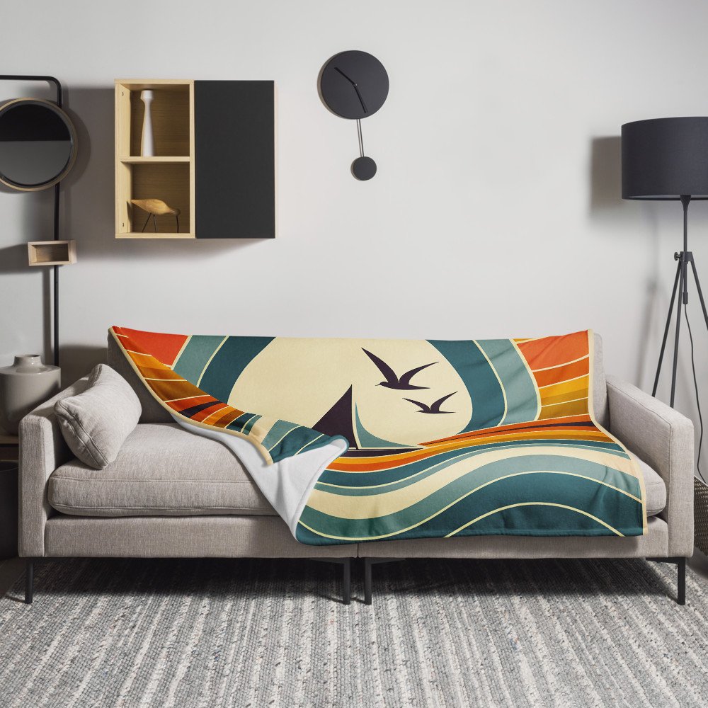 Minimal Sailboat Sunset Waves