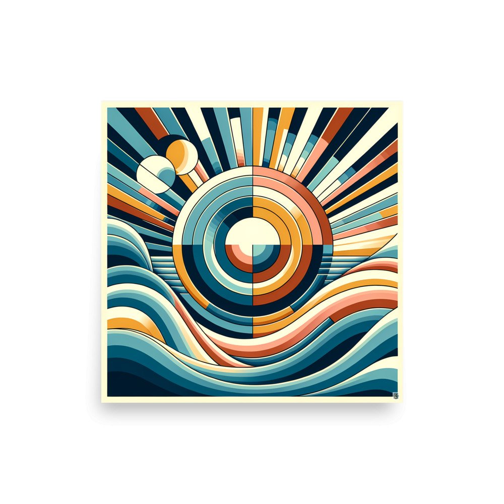 Geometric Sun and Waves Abstract