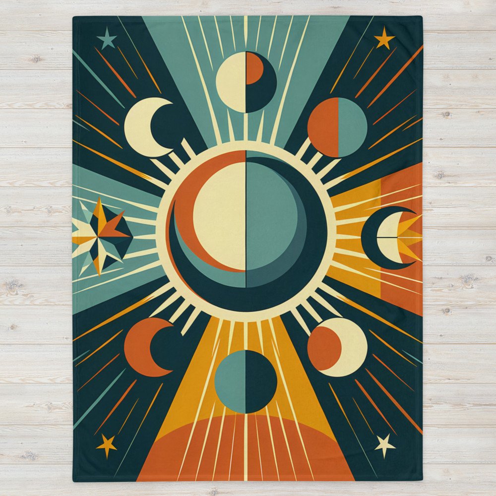 Geometric Sun and Moon Phases Celestial Rays