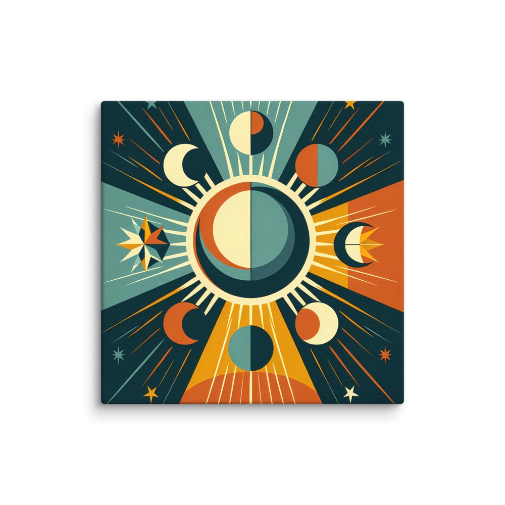 Geometric Sun and Moon Phases Celestial Rays