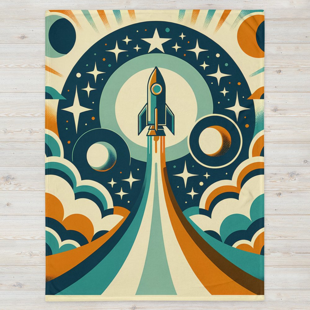 Retro Rocket Launch Sticker Icon