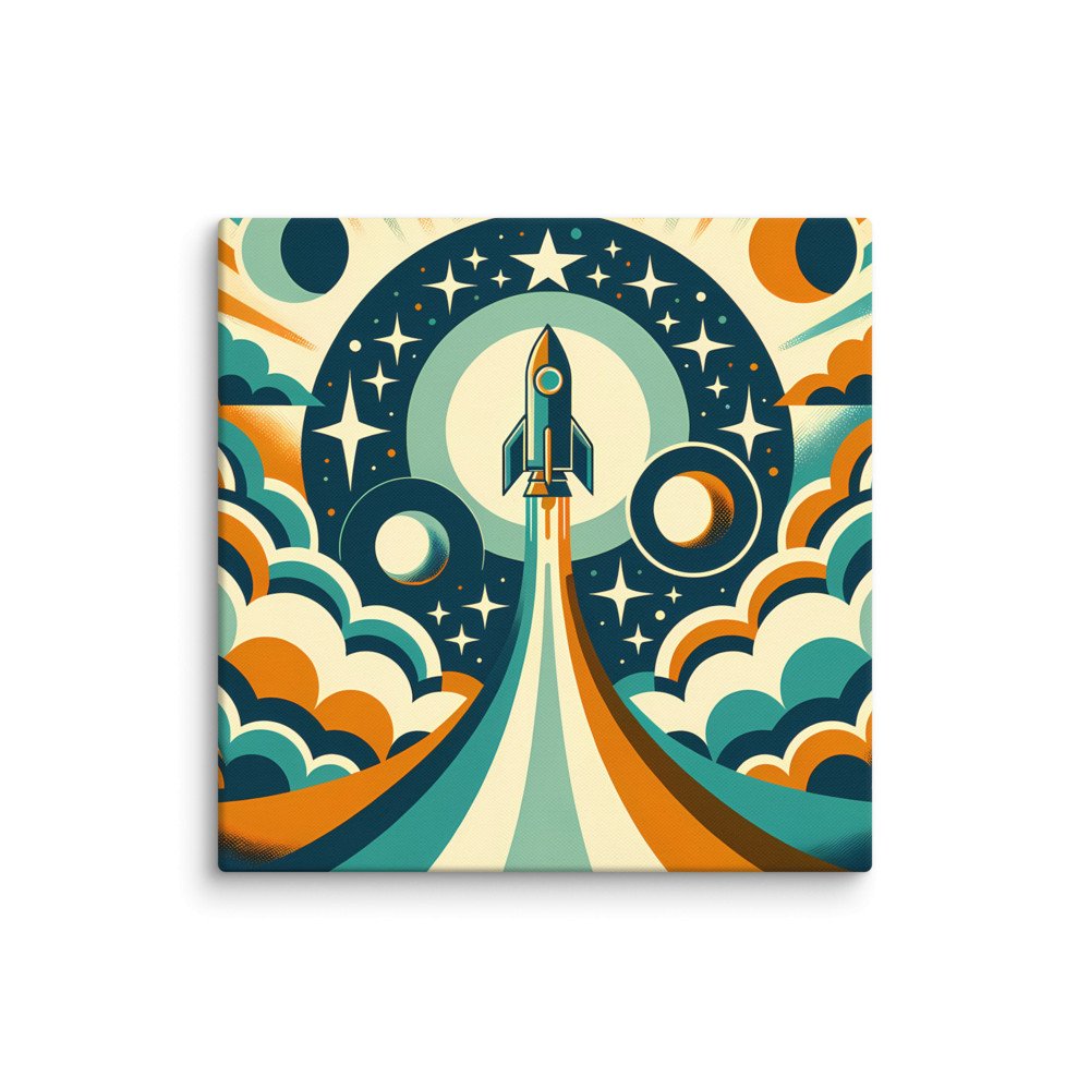 Retro Rocket Launch Sticker Icon