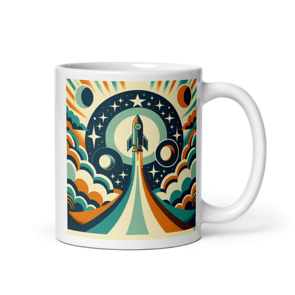 Retro Rocket Launch Sticker Icon