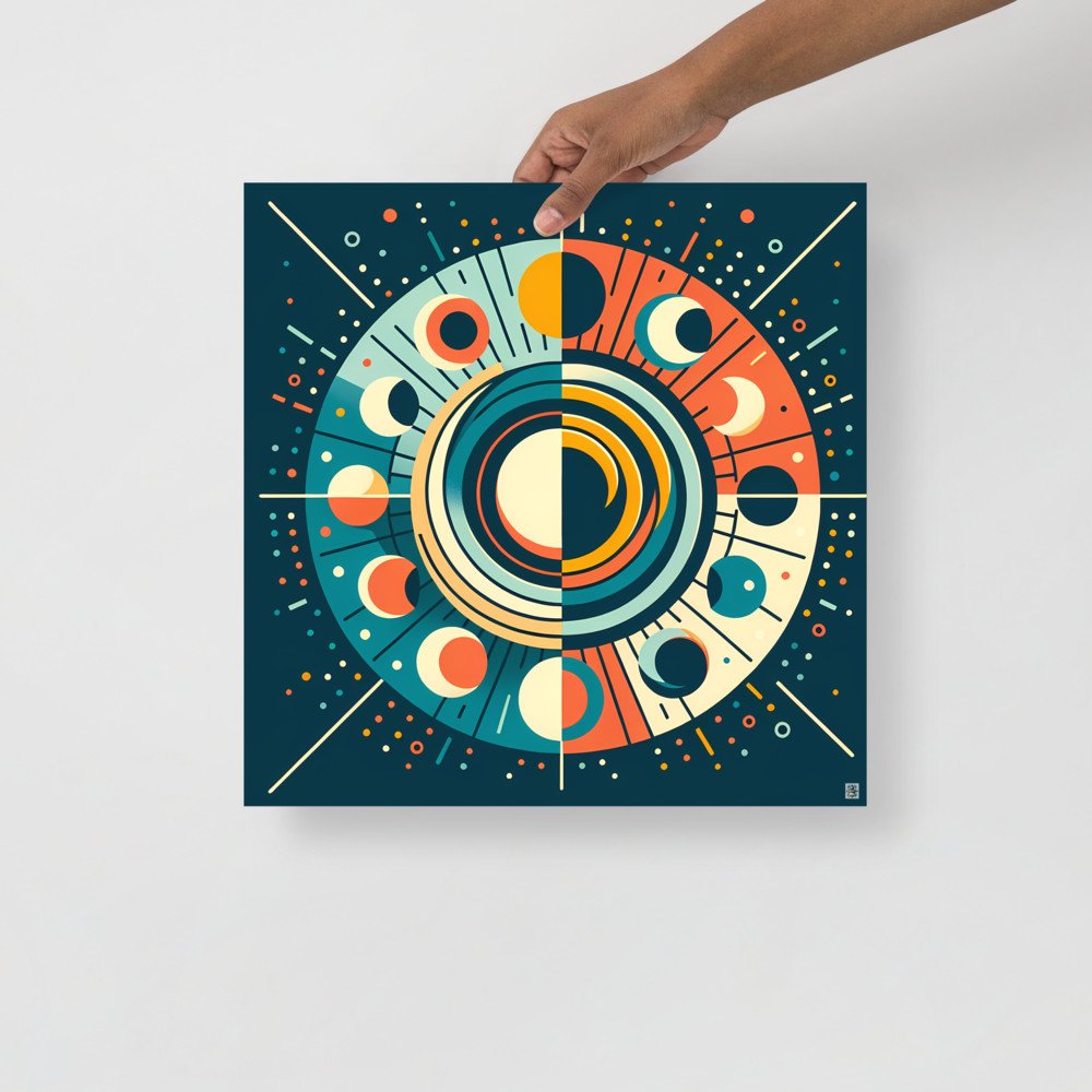 Geometric Sun and Moon Phases Mandala