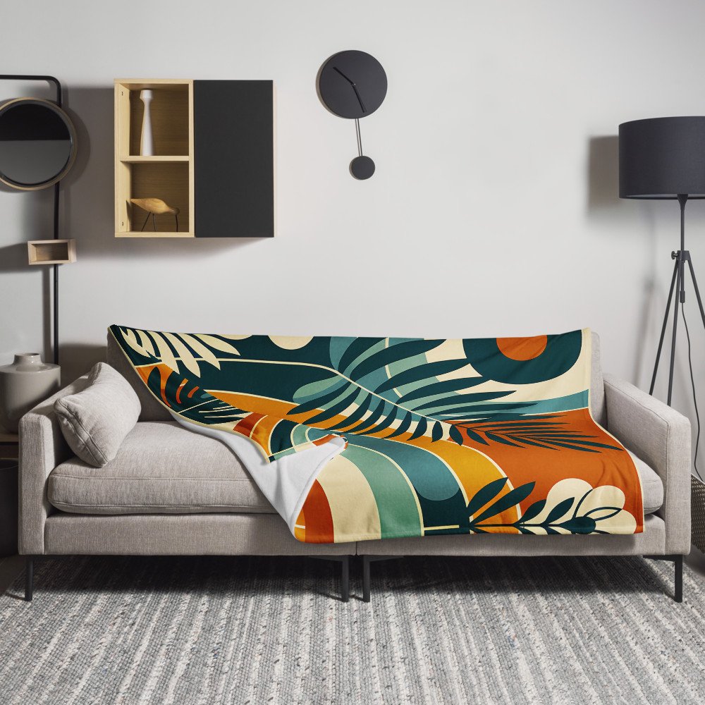 Abstract Botanical Arches in Teal and Burnt Orange