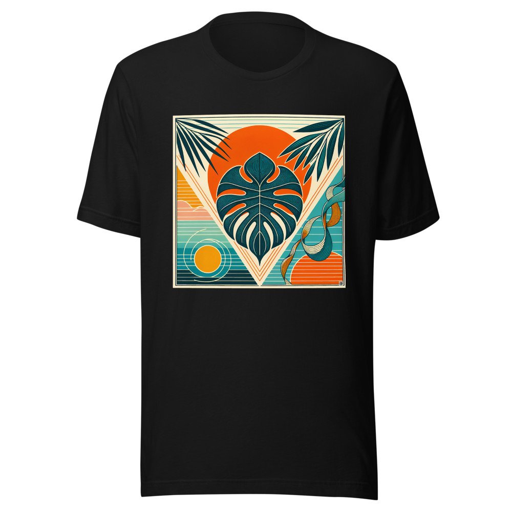 Geometric Monstera Leaf Sunset