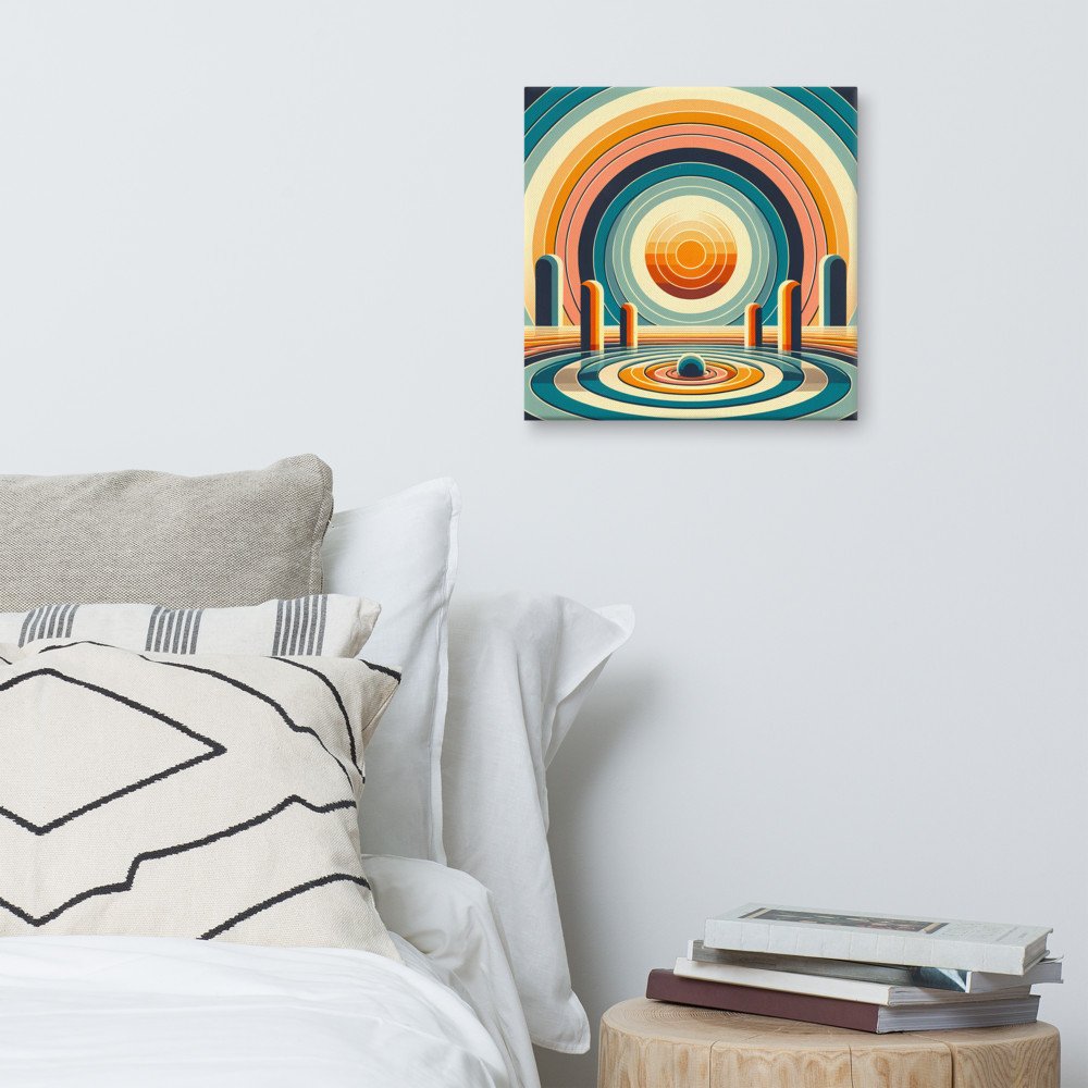 Retro Concentric Sun Landscape