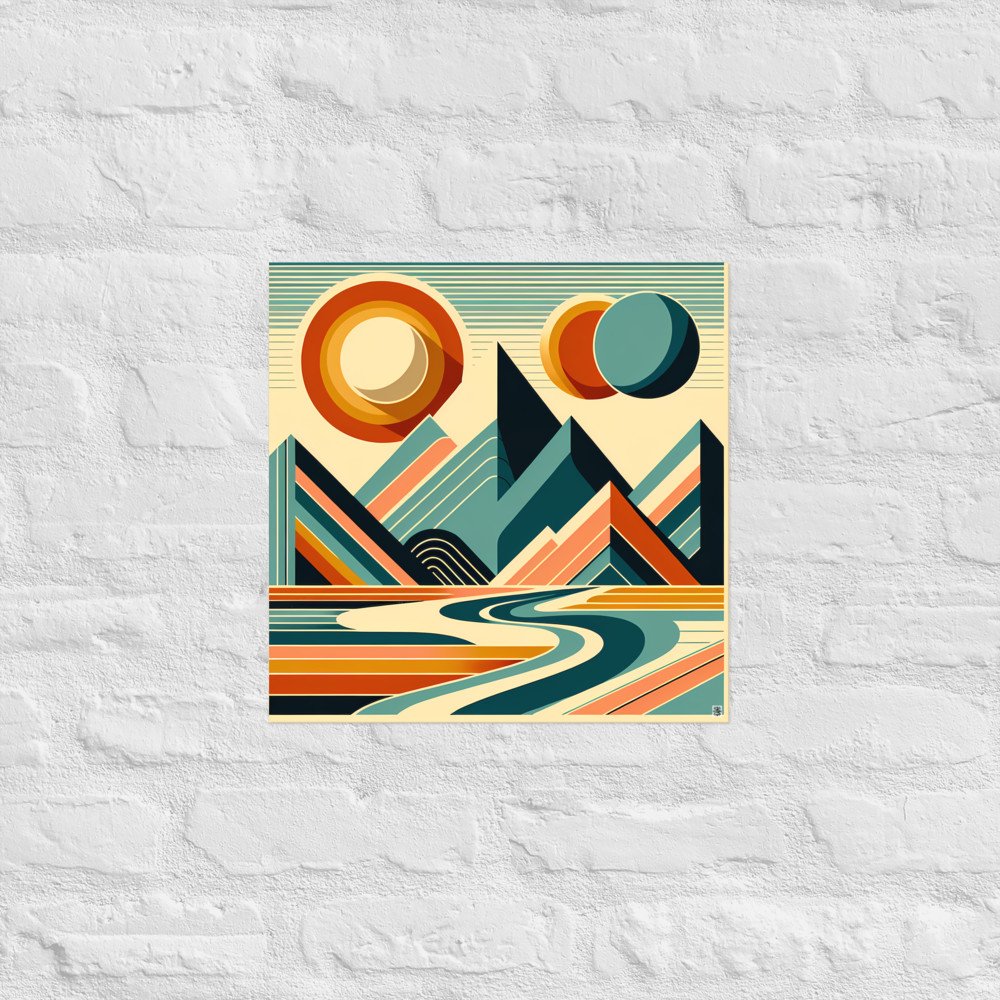 Geometric Mountains with Twin Suns and River