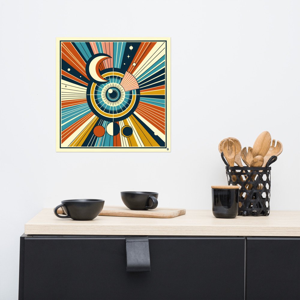 Geometric Eye with Crescent Moon Rays