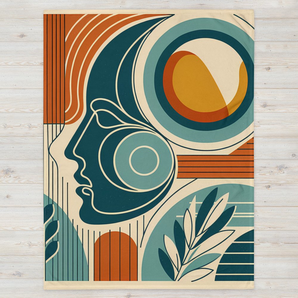 Abstract Line Face with Geometric Shapes