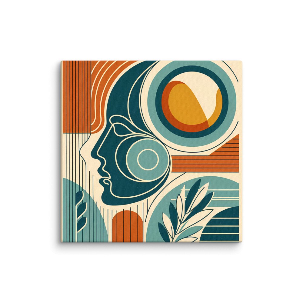 Abstract Line Face with Geometric Shapes