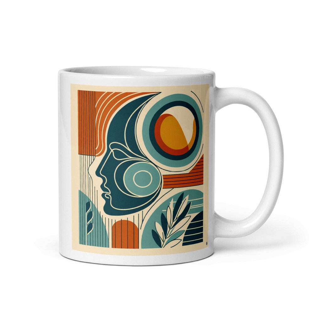 Abstract Line Face with Geometric Shapes