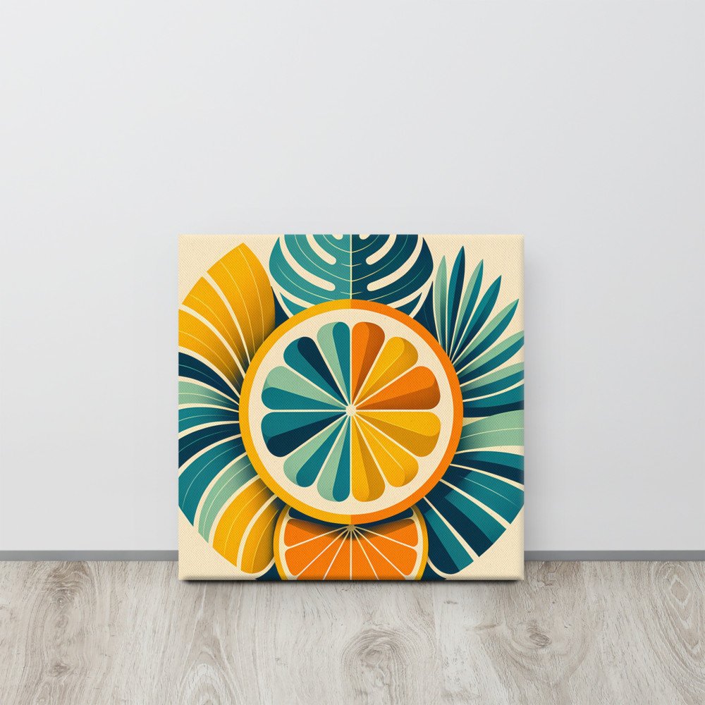 Geometric Citrus Slice with Tropical Leaves