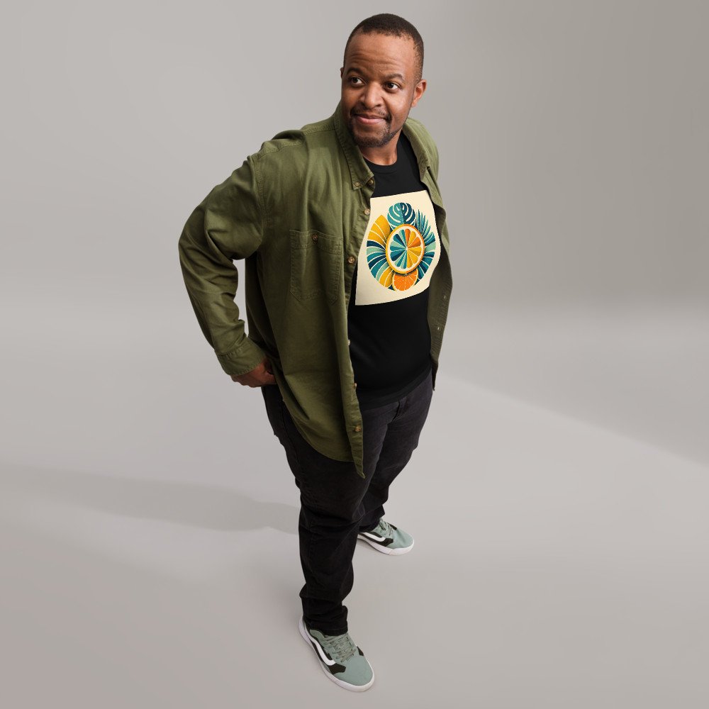 Geometric Citrus Slice with Tropical Leaves