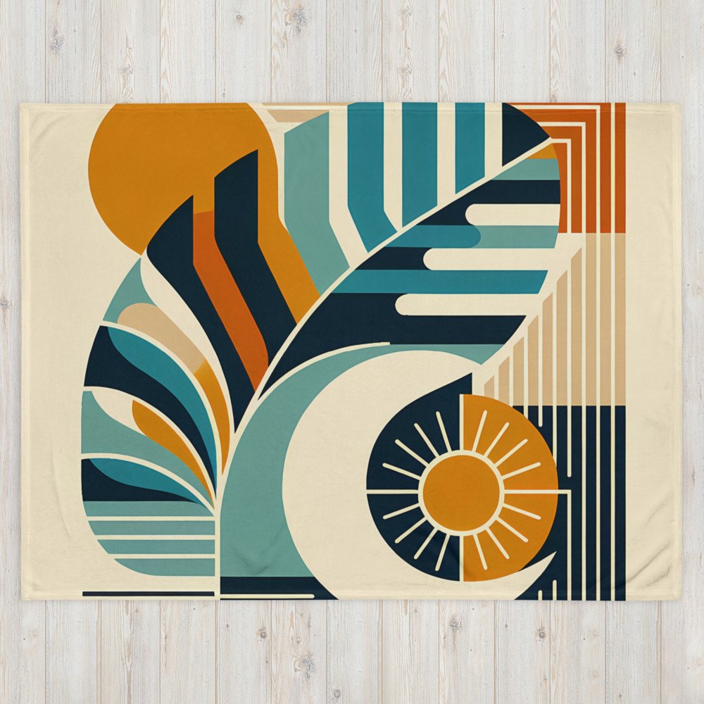 Abstract Monstera Leaf with Sun and Moon Shapes