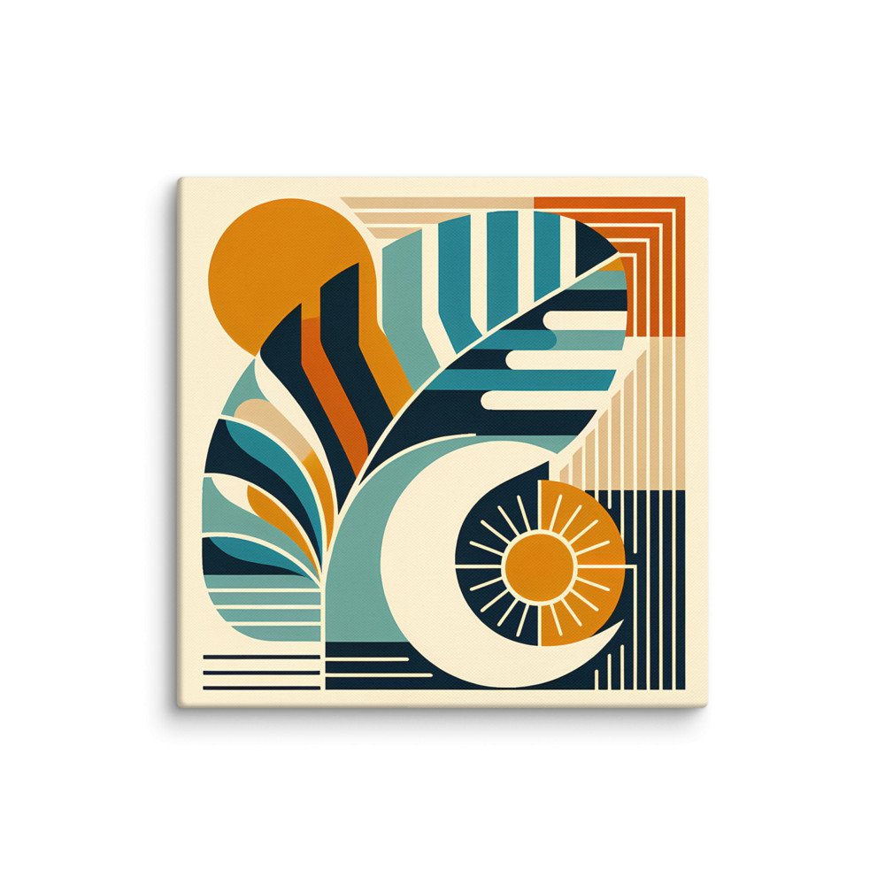Abstract Monstera Leaf with Sun and Moon Shapes