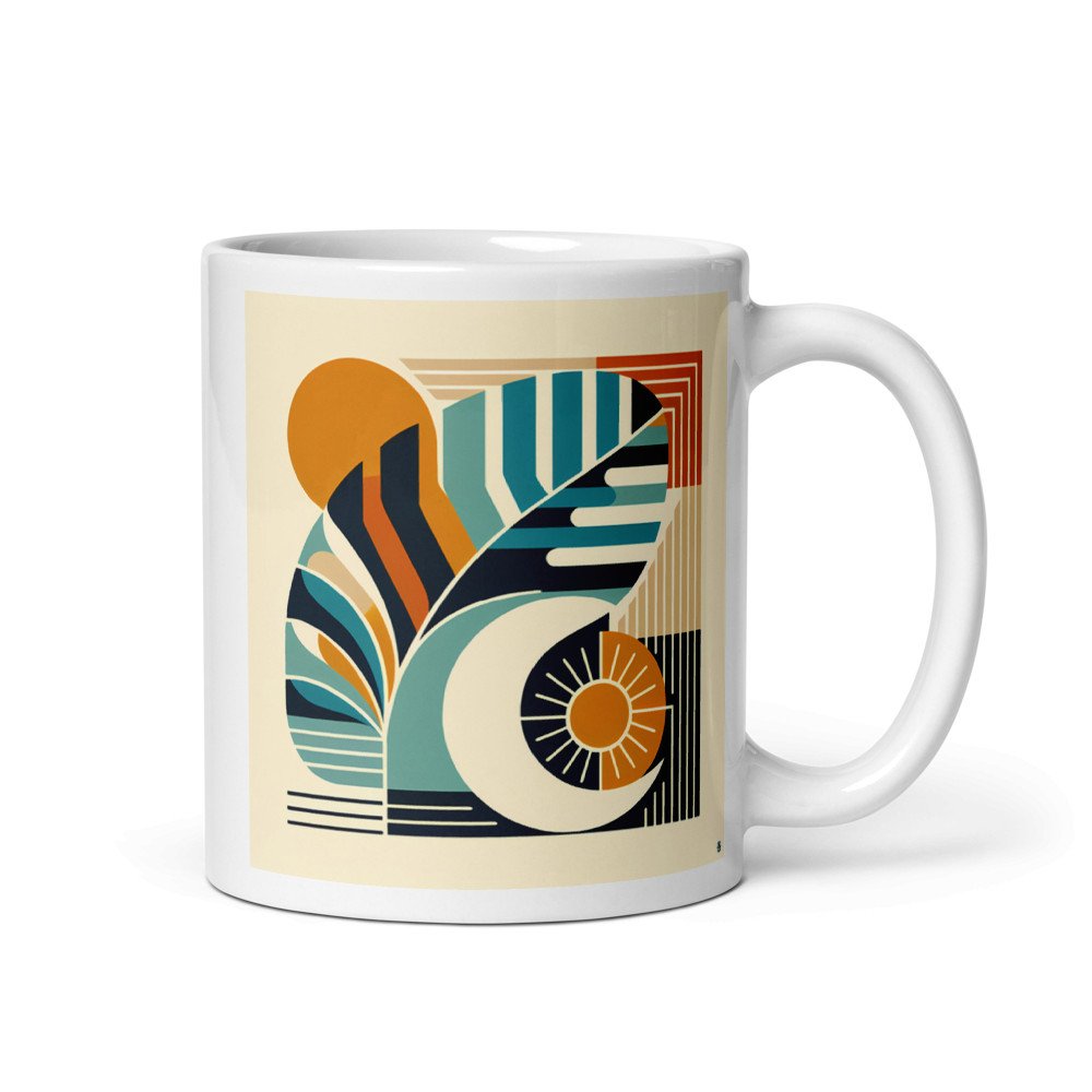 Abstract Monstera Leaf with Sun and Moon Shapes