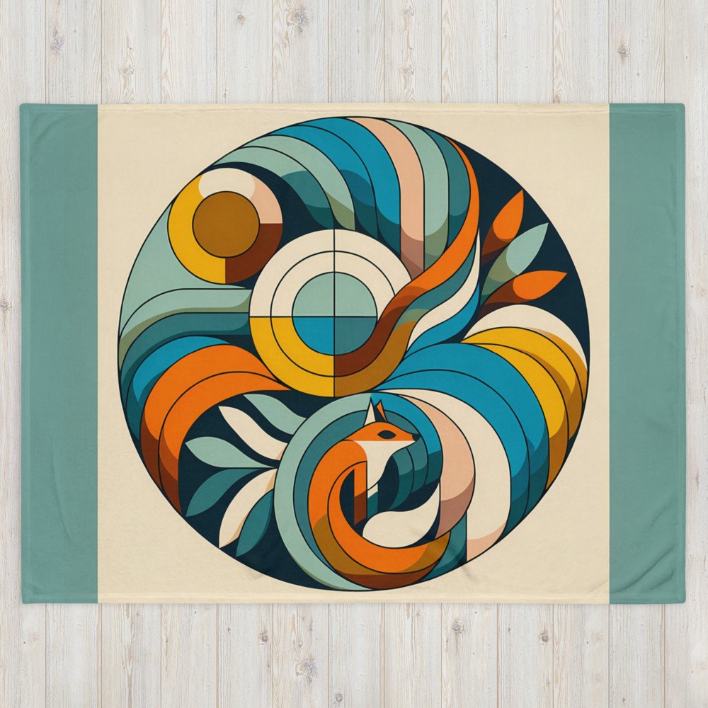 Geometric Fox in Abstract Botanical Circle