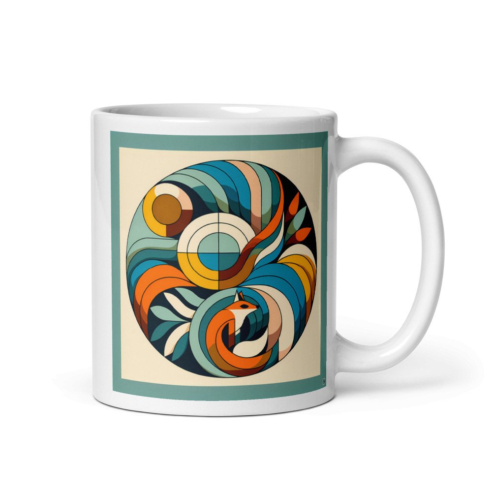 Geometric Fox in Abstract Botanical Circle