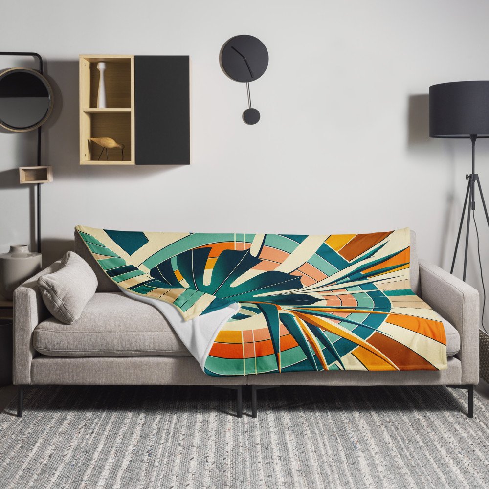 Geometric Monstera Leaf with Bird of Paradise