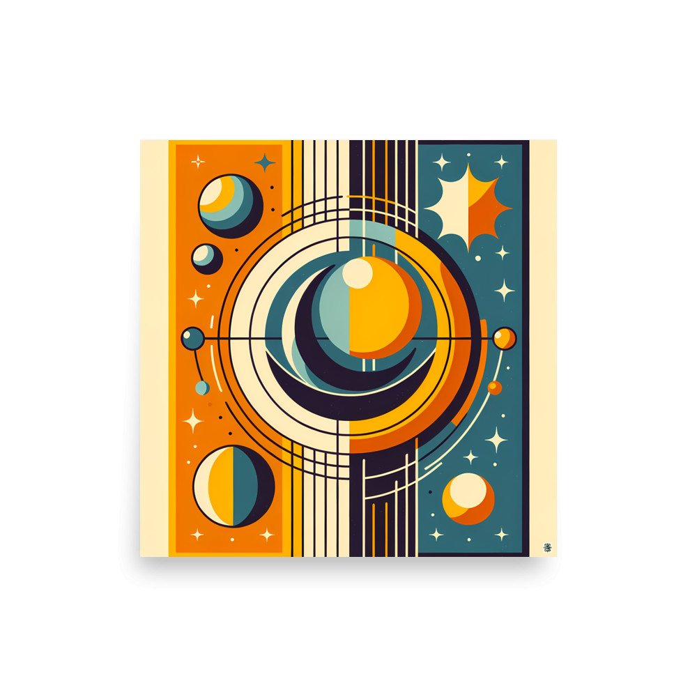 Geometric Sun and Moon Orbit Illustration