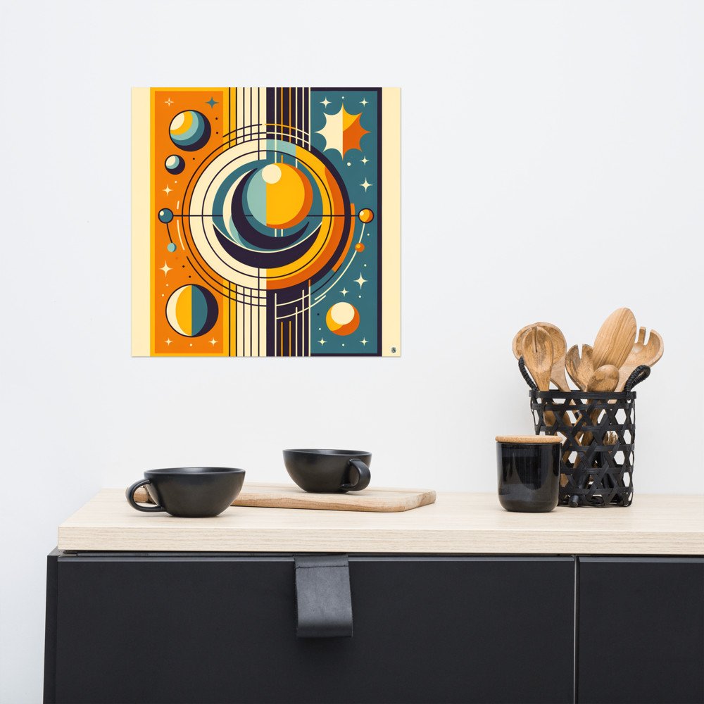 Geometric Sun and Moon Orbit Illustration