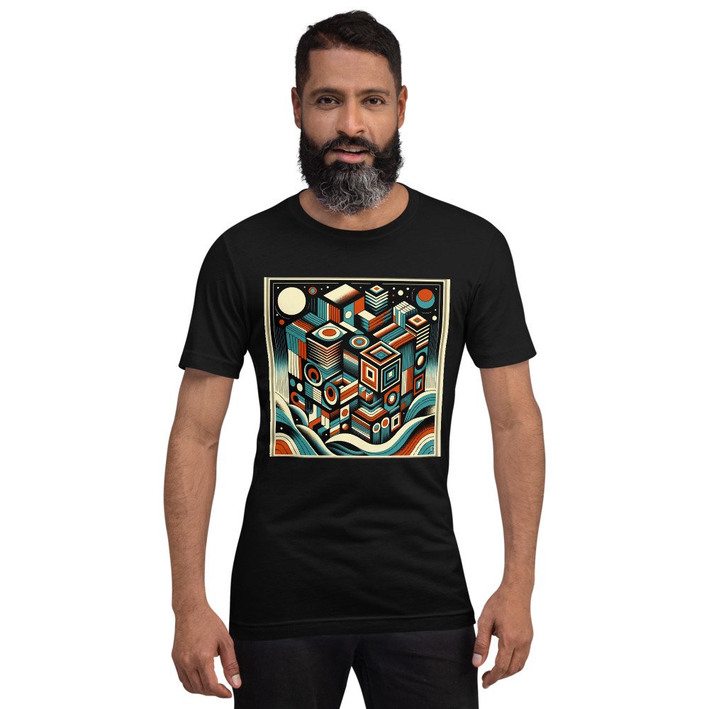 Retro Geometric Space Cubes in Teal and Orange