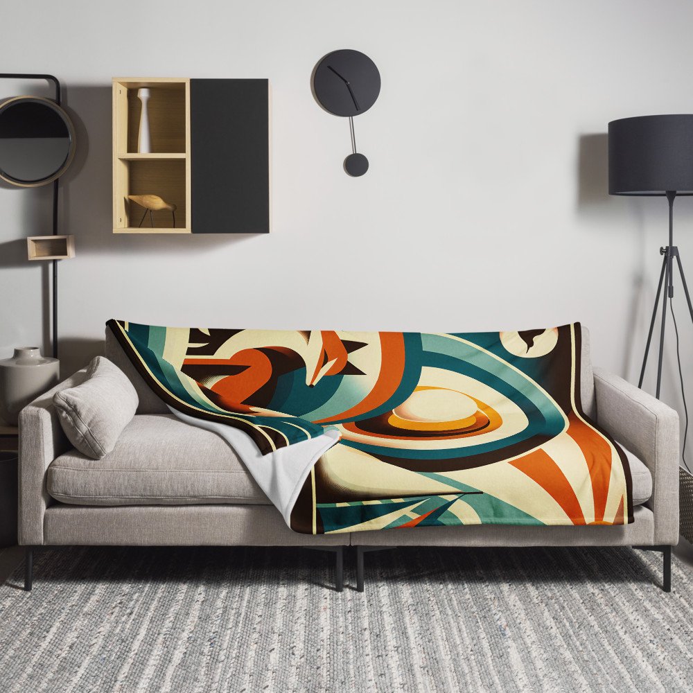 Geometric Fox and Sailboat Sunset