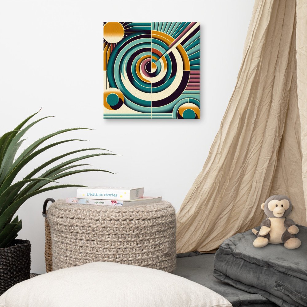 Retro Geometric Spiral Sunburst Abstract
