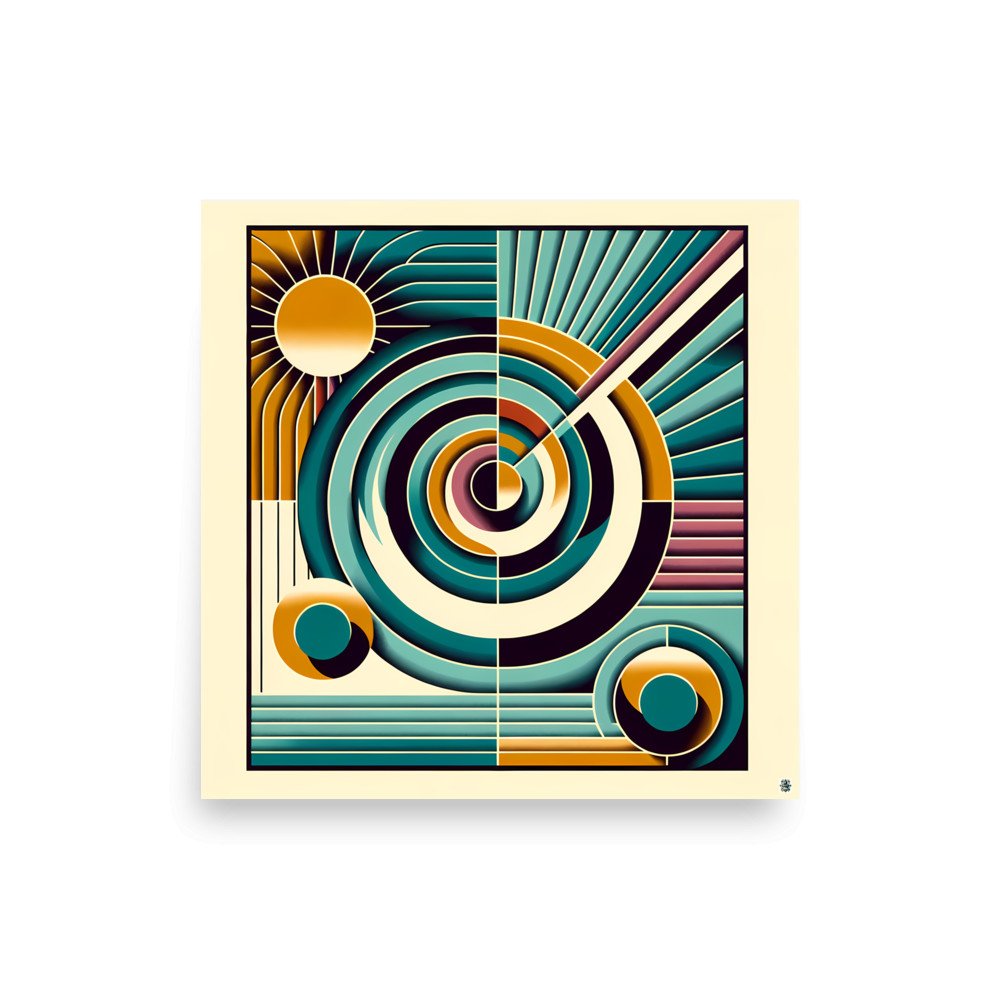 Retro Geometric Spiral Sunburst Abstract