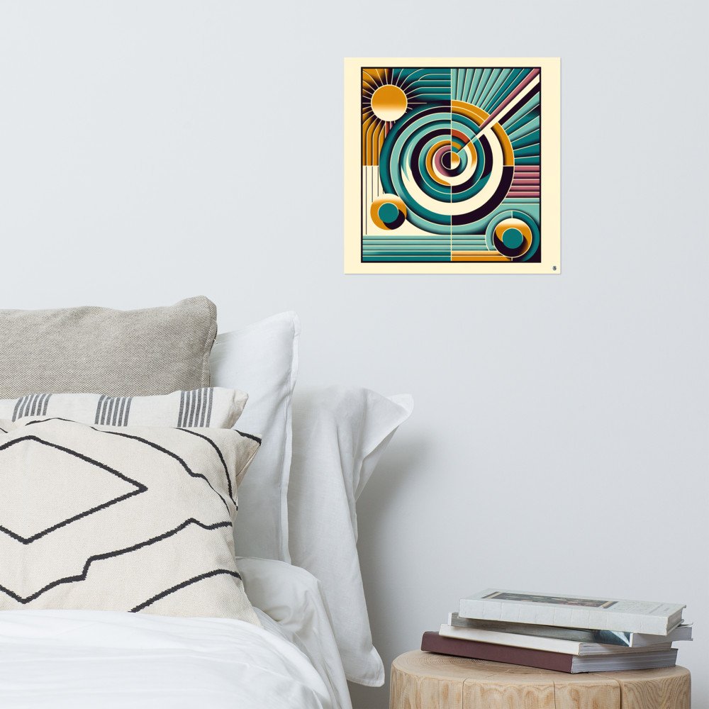 Retro Geometric Spiral Sunburst Abstract