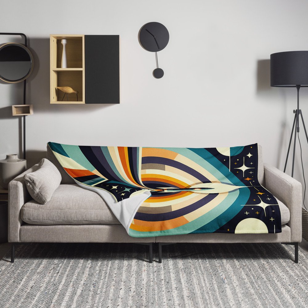 Retro Rocket Launch Geometric Space Illustration