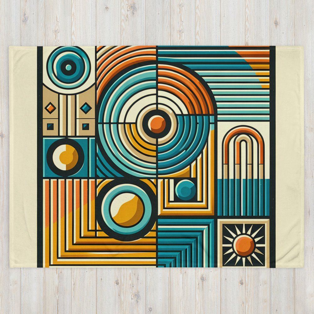 Retro Geometric Circles and Stripes Abstract Grid