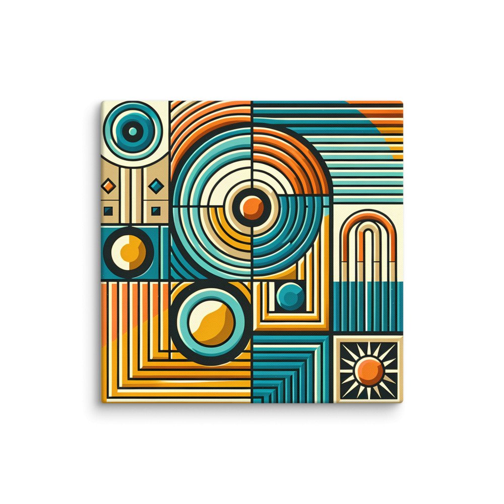 Retro Geometric Circles and Stripes Abstract Grid