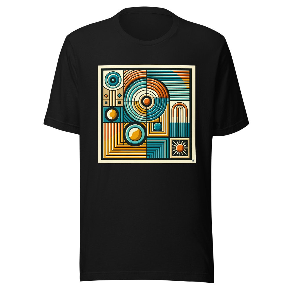 Retro Geometric Circles and Stripes Abstract Grid