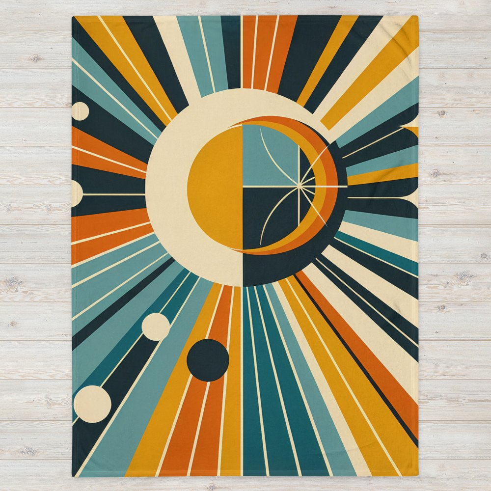 Geometric Sun and Moon Rays Retro Space Design