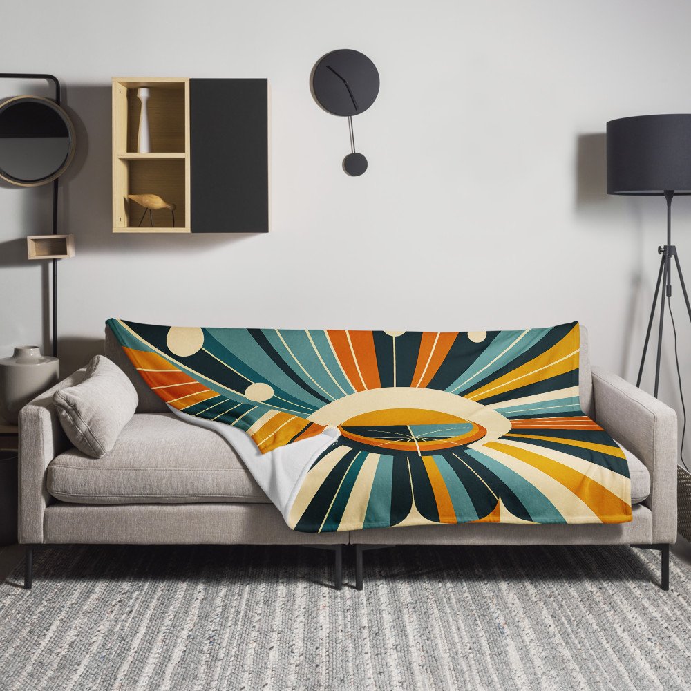 Geometric Sun and Moon Rays Retro Space Design