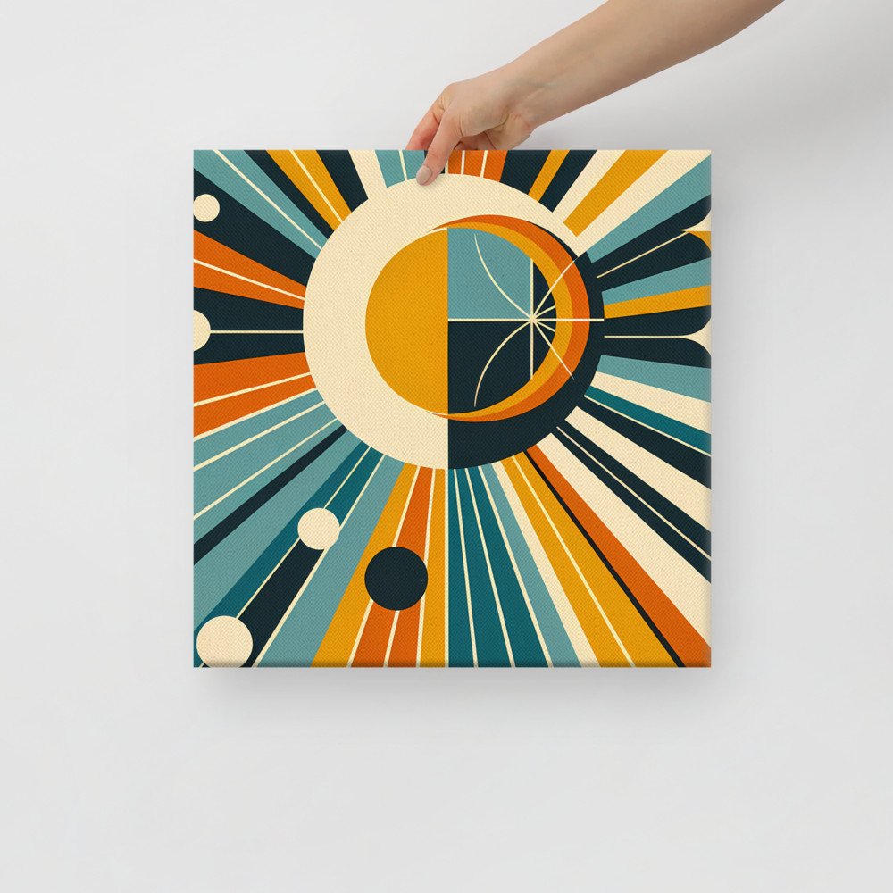 Geometric Sun and Moon Rays Retro Space Design
