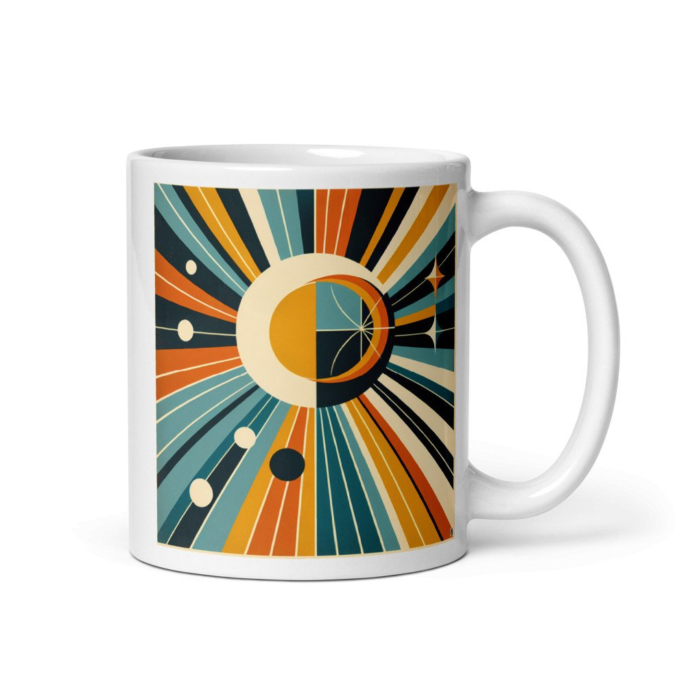 Geometric Sun and Moon Rays Retro Space Design
